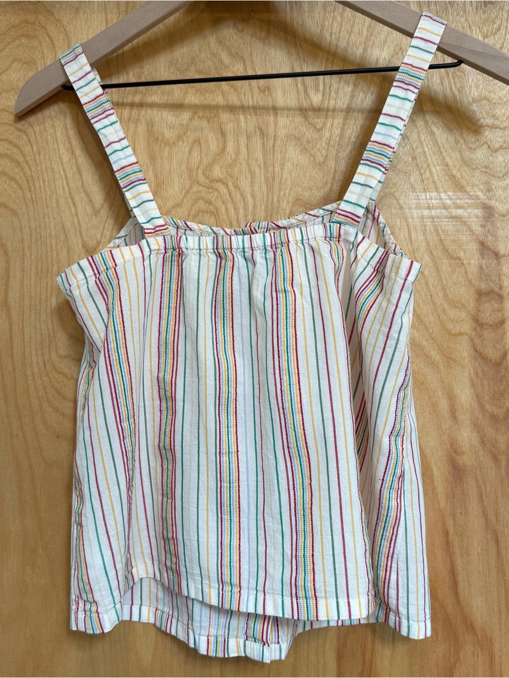 XXS Madewell Embroidered Textural Rainbow Stripe Button-Front Tank Pearl Ivory - Picture 7 of 8